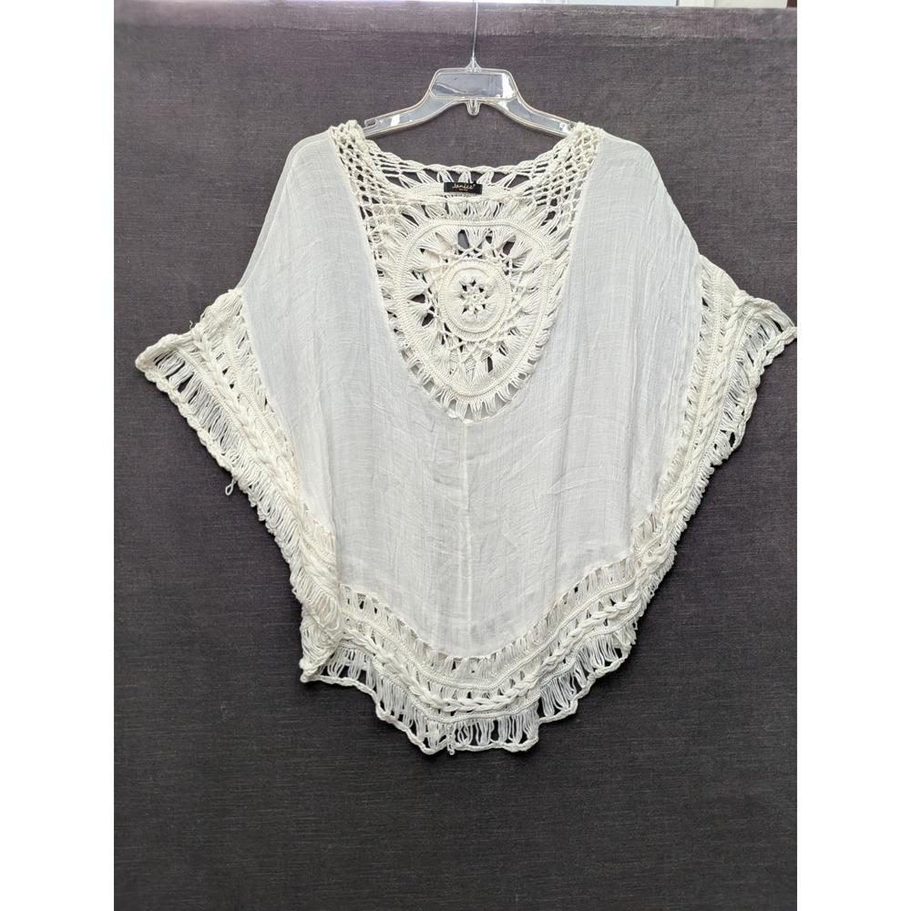 Janice Accessories Crochet One Size Top Crepey Swim Coverup Boho Bohemian NWT